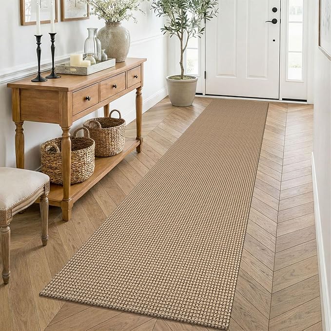 KOZYFLY Boho Runners for Hallways 2x8 ft Washable Kitchen Runner Non Slip Rubber Backed Hall Runners Cotton Entryway Runner Rugs for Indoor Backdoor Bedroom Kitchen, Orange Beige/Tan/Brown