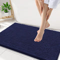 Smiry Luxury Chenille Bathroom Rugs 34x21, Extra Soft and Absorbent Shaggy Bath Mat, Machine Washable, Non-Slip Plush Carpet Runner for Tub, Shower, and Floor, Home Decor Accessories, Navy Blue