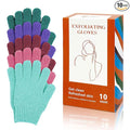 Evridwear Exfoliating Dual Texture Bath Gloves for Shower, Spa, Massage and Body Scrubs, Dead Skin Cell Remover, with Hanging Loop Heavy(5 Pairs Gift Set for Women)