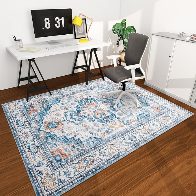 chakme Office Chair Mat for Hardwood Floor, 72"x48" Easy Glide Computer Desk Mat Protector for Rolling Chair Under Desk Rug Nonslip Backing, Machine Wash, (Boho)