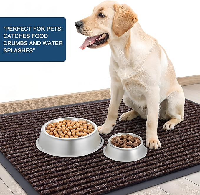 OLANLY Front Door Mat Indoor Outdoor Entrance, 2-Pack 29.5 x 17 Inch, Waterproof Heavy Duty Doormat, Fade Resistant, Low Profile, Easy Clean Patio Porch Welcome Floor Mats for Entry, Tan