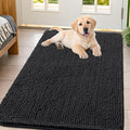 Smiry Dog Door Mat for Muddy Paws 44x32, Absorbent Dirt Trapper, Non-Slip Washable Chenille Entryway Rug for Inside Floor, Black, Classic Solid