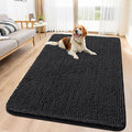 Smiry Dog Door Mat for Muddy Paws 59x35, Absorbent Dirt Trapper, Non-Slip Washable Chenille Entryway Rug for Inside Floor, Black, Classic Solid