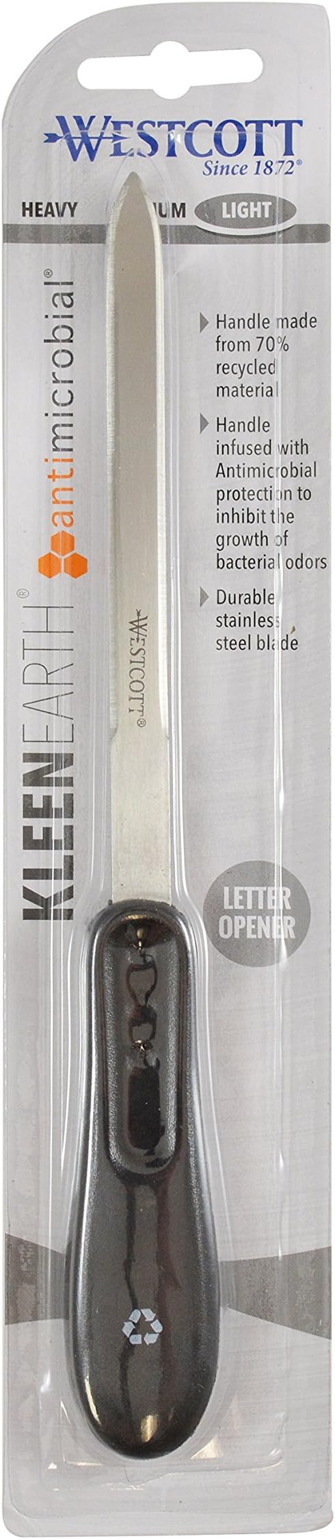 Westcott KleenEarth Recycled Letter Opener, 9-Inch (14821), Black