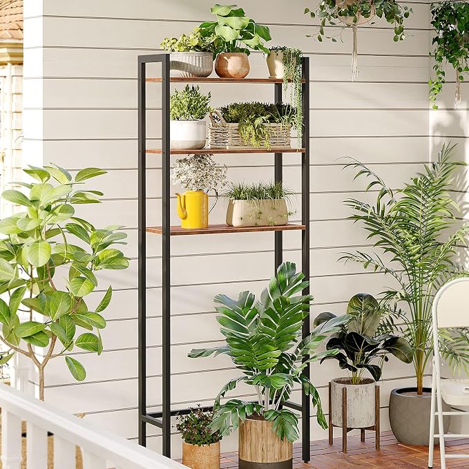 HOOBRO Over The Toilet Storage, 3-Tier Bathroom Organizer Shelf Over Toilet, Freestanding Bathroom Storage Shelves, Space Saver, Easy to Assemble for Room, Rustic Brown and Black BF41TS01