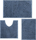 Bathroom Rugs Bath Mats for Batroom Chenillen Bath Rug Set 3 Piece Non-Slip Bath Mats, Absorbent Shaggy Rugs, Machine Wash, Perfect Plush Bathroom Mats, Bathroom Carpets Set Sky Blue