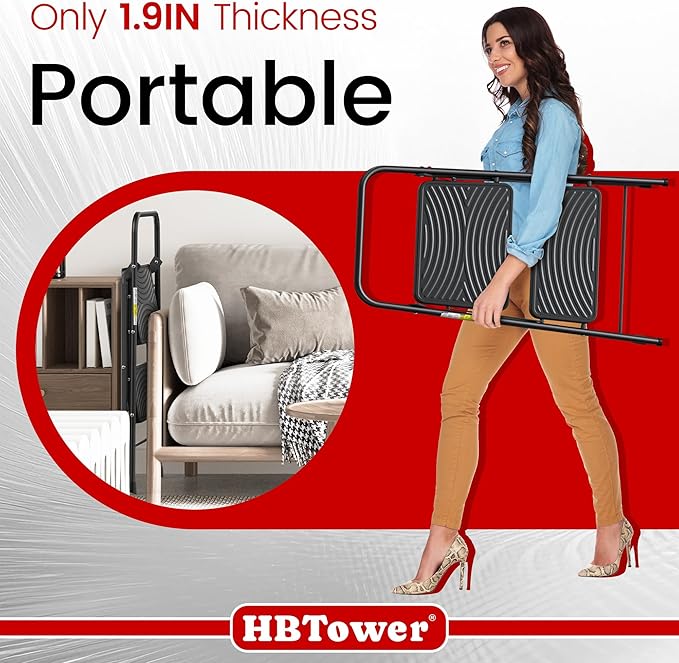 HBtower 2 Step Ladder, Step Stool with Wide Anti-Slip Pedal, Step Ladder Folding Step Stool for Adults, Lightweight Steel Portable ladders for Home Kitchen