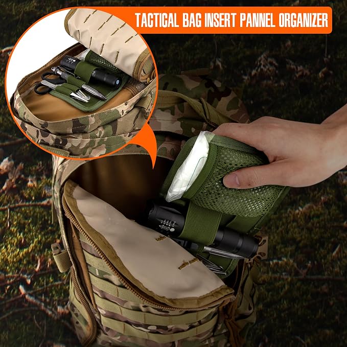bvya Tactical Bag Insert Modular Panel Organizer Utility Admin Pouch Hook Fasteners for Gadgets