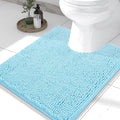 Smiry Luxury Chenille Toilet Rugs U-Shaped 24x20, Soft Absorbent Non-Slip Contour Bathroom Rugs for Toilet, Machine Washable Contoured Bath Mats, Sky Blue
