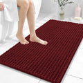 OLANLY Bathroom Rug Mat 44x24, Thick Soft and Absorbent Chenille Bath Mat, Non-Slip Rubber Backing, Machine Washable Quick Dry Bath Rugs for Tub Shower Floor, Home Decor Accessories, Burgundy