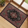 RELEANY Area Rugs Small 2'x4' Washable Non-Slip, Floral Vintage Distress Medallion Carpet for Kitchen Entryway Bathroom, Red Black