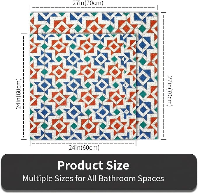 Square Shower Mat Non Slip, 24 x 24 Inch PVC Loofah Shower Floor Mats for Wet Areas, Soft Comfortable Bath Mats for Bathroom, Foot Scrubber Anti Slip Bath Mat, Quick Drying
