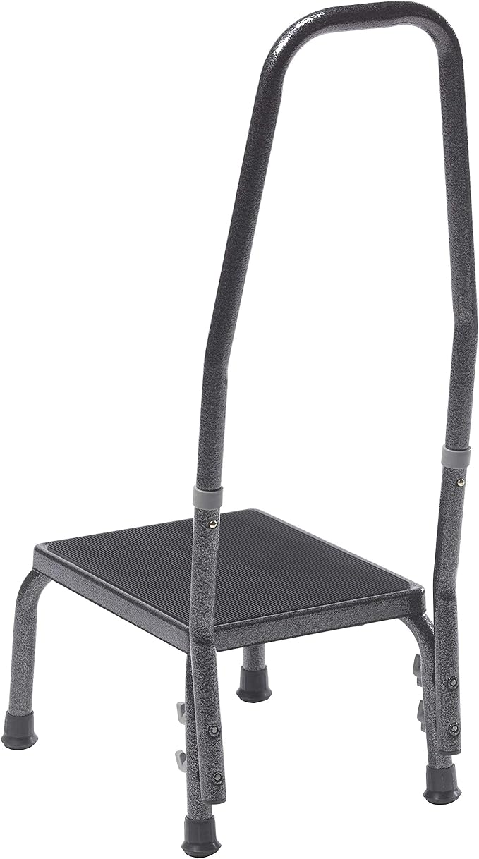 Drive Medical 13031-1SV Bariatric Step Stool with Handrail, Silver Vein