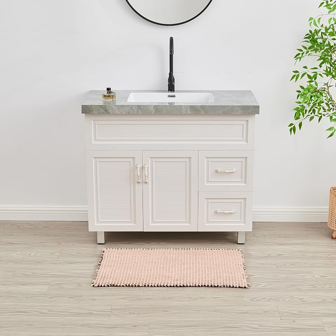 Douceur Waffle Bath mat for Bathroom Floor Non Slip, Super Soft Acrylic Blend Bath Rugs with Tassels, Quick Dry Bathroom Rugs Machine Washable, 16" x 24", Brown