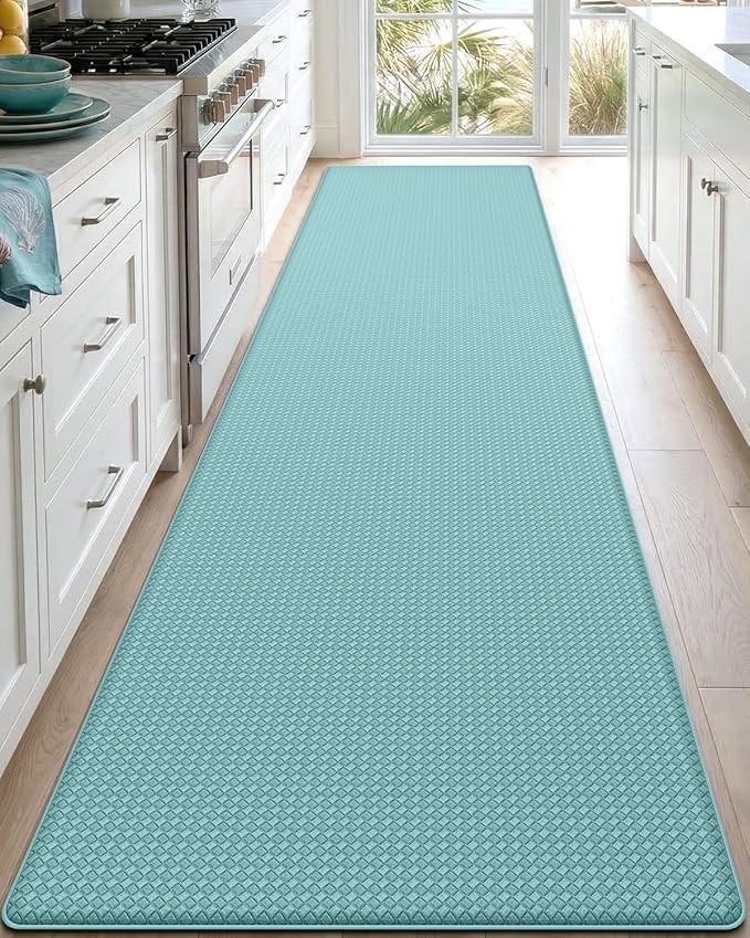 DEXI Kitchen Floor Mats Cushioned Anti Fatigue, 23x94, Large Long Standing Runner Rug Waterproof, Comfort Memory Foam Padded for Front Sink Laundry, Turquoise