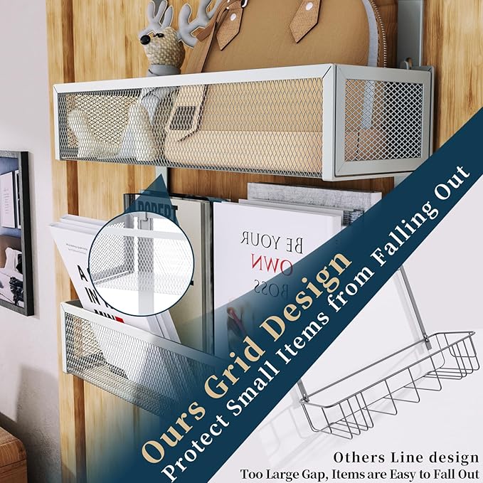 Consumest Over The Door Hooks Organizer - 3 Tier Door Hanger with 9 Coat Hooks & 2 Mesh Basket, Back Storage Organizer Hanging Towels for Bathroom, Bedroom, Silver