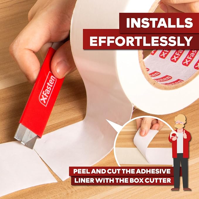 XFasten Double Sided Carpet Tape for Area Rugs 2 Inch x 30 Yards w/Mini Cutter, Residue-Free Carpet Tiles Tape, Heavy-Duty Rug Pad Gripper for Hardwood, Vinyl Flooring Underlayments, Laminate
