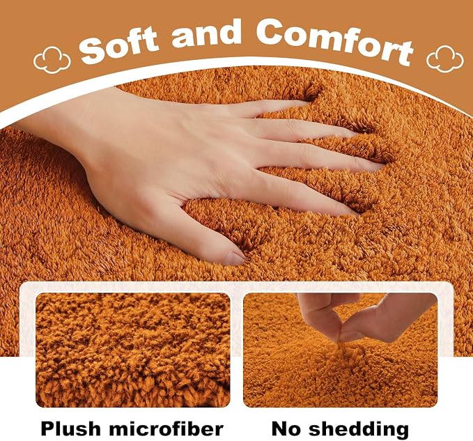 TYUU Orange Bathroom Rugs, Ultra Soft Bath Rugs Non Slip Washable, Super Absorbent Quick Dry Small Bath Mat with Rubber Backing for Bathroom Floor, Shower, or Sink, Orange 16" x 24"
