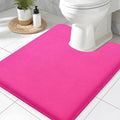 Smiry Memory Foam Toilet Rugs U-Shaped 24x20, Extra Soft Absorbent Non-Slip Contour Bathroom Rugs, Machine Washable Bath Mats for Toilet, Deep Pink