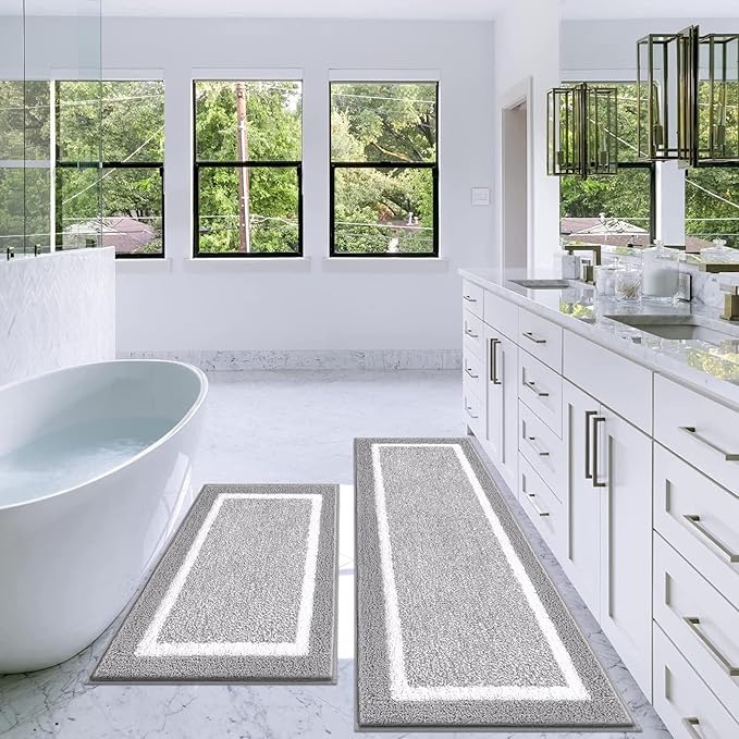 Pauwer Bathroom Sets - Non Slip Bath Mats, Absorbent Shower Rugs for Tub and Floor