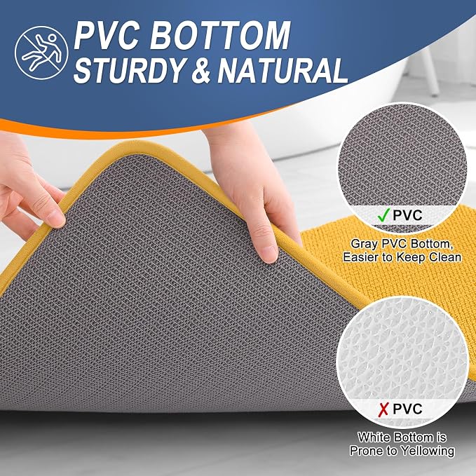 OLANLY Thick Memory Foam Small Bathroom Rugs 24x16, Extra Soft Absorbent Bath Rug, Quick Dry Bath Mats, Non-Slip, Machine Washable Mat for Floor, Tub and Shower, Home Decor Accessories, Golden Yellow