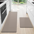 StepLively Kitchen Mat, 2 PCS Kitchen Rugs, Cushioned Kitchen Mats for Floor, Anti Fatigue Kitchen Rug Set, Non-Skid Standing Mat for Kitchen, Office, Sink, 17.3"x30"+17.3"x59", Khaki