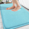 OLANLY Thick Memory Foam Bath Mat Rug 30x20, Extra Soft Absorbent Bathroom Rug, Quick Dry Bath Mats, Non-Slip, Machine Washable Carpet for Bathroom, Tub and Shower, Home Decor Accessories, Sky Blue