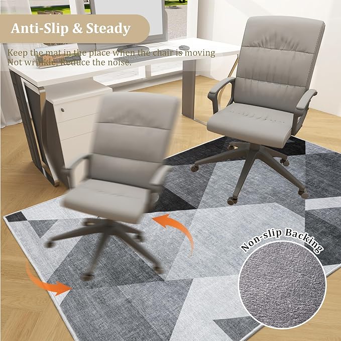 Office Chair Mat for Hardwood Floor, 48"x36" Easy Glide Computer Desk Mat Protector for Rolling Chair Under Desk Rug Nonslip Backing, Machine Wash (Modern)