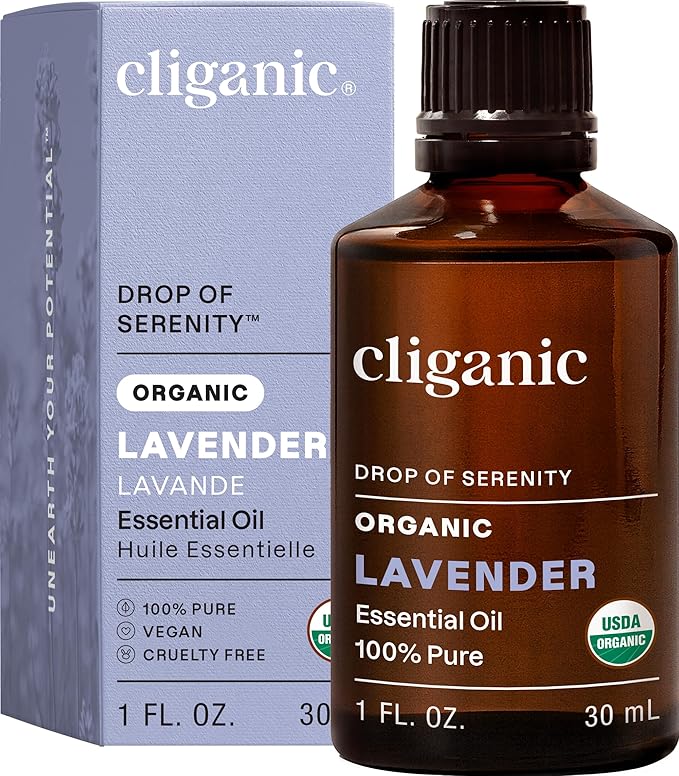 Cliganic Organic Lavender Essential Oil, 1oz - 100% Pure Natural Undiluted, for Aromatherapy Diffuser | Non-GMO Verified