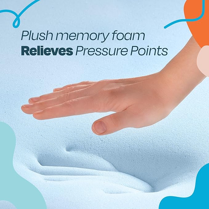 Linenspa Memory Foam Mattress Topper, Twin Size - 2 Inch Gel Infused Memory Foam - Plush Feel - Cooling and Pressure Relieving - CertiPUR Certified