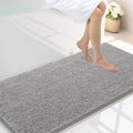 Smiry Luxury Chenille Bathroom Rugs 44x24, Extra Soft and Absorbent Shaggy Bath Mat, Machine Washable, Non-Slip Plush Carpet Runner for Tub, Shower, and Floor, Home Decor Accessories, Light Grey
