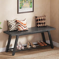 Oastreeful Industrial Entryway Bench Rustic Wood and Metal Storage Bench for Indoor Living Dining Room Bedroom Long Shoe Benches Seat (Charcoal Black)
