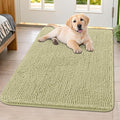 Smiry Dog Door Mat for Muddy Paws 40x32, Absorbent Dirt Trapper, Non-Slip Washable Chenille Entryway Rug for Inside Floor, Vanilla, Classic Solid