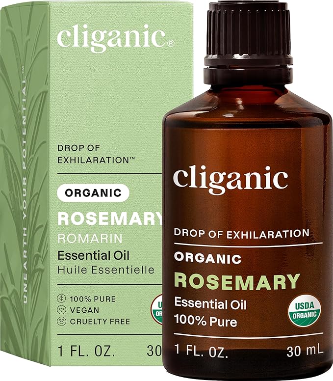 Cliganic Organic Rosemary Essential Oil, 1oz - 100% Pure Natural Undiluted, for Aromatherapy | Non-GMO Verified