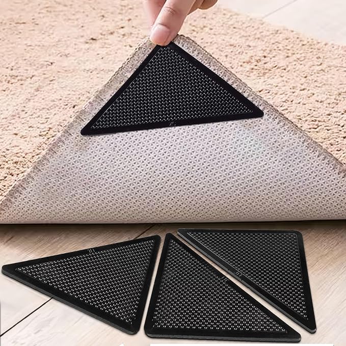 Muddy Mat® Heavy Duty Non-Slip Reusable Rug Corner Pads - Double-Sided Adhesive Pad for Corners and Sides on Hardwood Floors, Area Rugs - Keep Your Rug in Place (Pack of 4)
