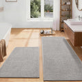 YIHOUSE Long Large Bathroom Rugs Sets 2 Piece, Quick Dry Thin Bath Mat, Non Slip Absorbent Machine Washable, Bath Runner Rug for Tub Sink Home Decor (24"x36" + 24"x59",Gray)