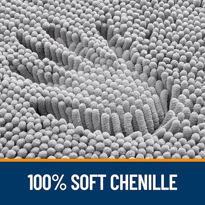 OLANLY Toilet Rugs U-Shaped 20x20, Extra Soft Absorbent Chenille Contour Bathroom Rugs for Toilet, Dry Quickly, Machine Washable, Non-Slip Bath Mat, Grey