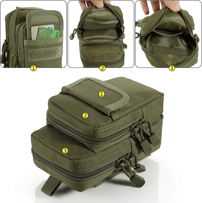 FRTKK 2 Pack Molle Pouches - Tactical Compact Water-Resistant EDC Pouch Bag Small Utility Pouch