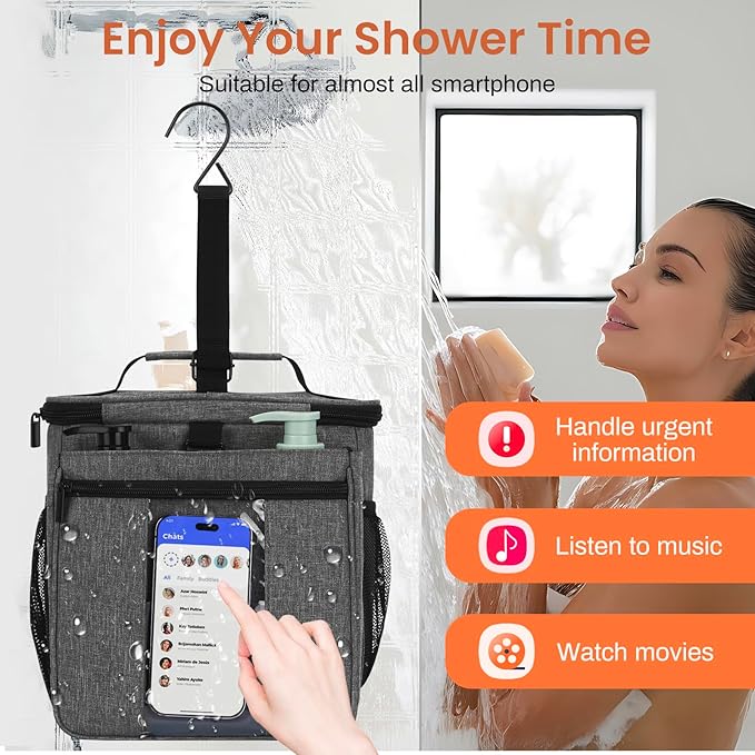 Shower Caddy Portable Quick Dry Mesh Dorm Shower Bag Men Women 2 Compartment College Dorm Room Essentials for Guys Girls,Hanging Shower Organizer for Camping Gym,Gray