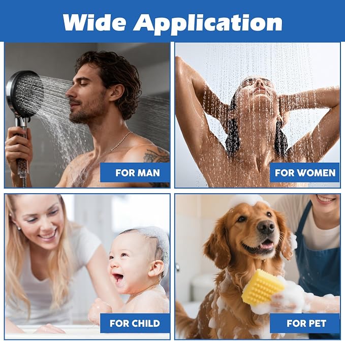 Filtered Shower Head,8”Rain Shower Head with Handheld Spray Combo with 11'' Angle Adjustable Extension Arm/Flow Regulator/Shower System,High Pressure Rainfall Shower Head Bathroom,Chrome