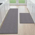 Kitchen Mats for Floor 2 Piece - Kitchen Rugs Non Slip Washable 20"x32"+20"x59", Grey