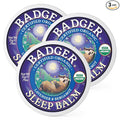 Badger Sleep Balm, Organic Essential Oil Aromatherapy Natural Sleep Balm for Adults & Kids, Relaxing & Calming Lavender & Bergamot Natural Sleep Support, .75 oz Tin, 3-Pack
