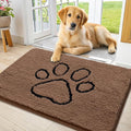 Smiry Dog Door Mat for Muddy Paws, Absorbent Dirt Trapper Non Slip Quick Dry Washable Chenille Mat for Mud Dogs, Entry Rug for Indoor and Outdoor (36x24 Inches, Coffee and Black)