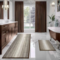 BSICPRO Bathroom Rugs and Mats Sets, 2 Piece Thick Absorbent Chenille Bath Mat Rug Set Non Slip, Soft Shaggy Bath Room Floor Mats for Bathroom, Machine Washable (Brown, 24" x 70" Plus 20" x 32")
