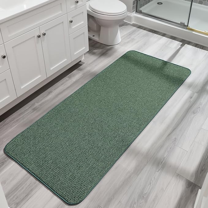 Bosap Bath Mat,Ultra Thin Bathroom Runner Rugs,Large Bath Mats for Bathroom,Quick Dry,Non-Slip,Machine Washable,Low Pile,Bath Rug,Shower Outside,Sink,Home Decor Accessories.Green,3'x4'(36x48inch)
