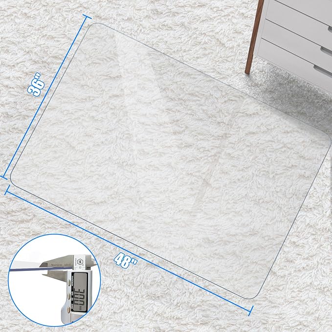 Placoot 48" x 36" Office Chair Mat for Carpeted Floors, 10 pounds Heavy Duty Crystal Clear Desk Chair Mat, Can be Used on Carpet or Hard Floor