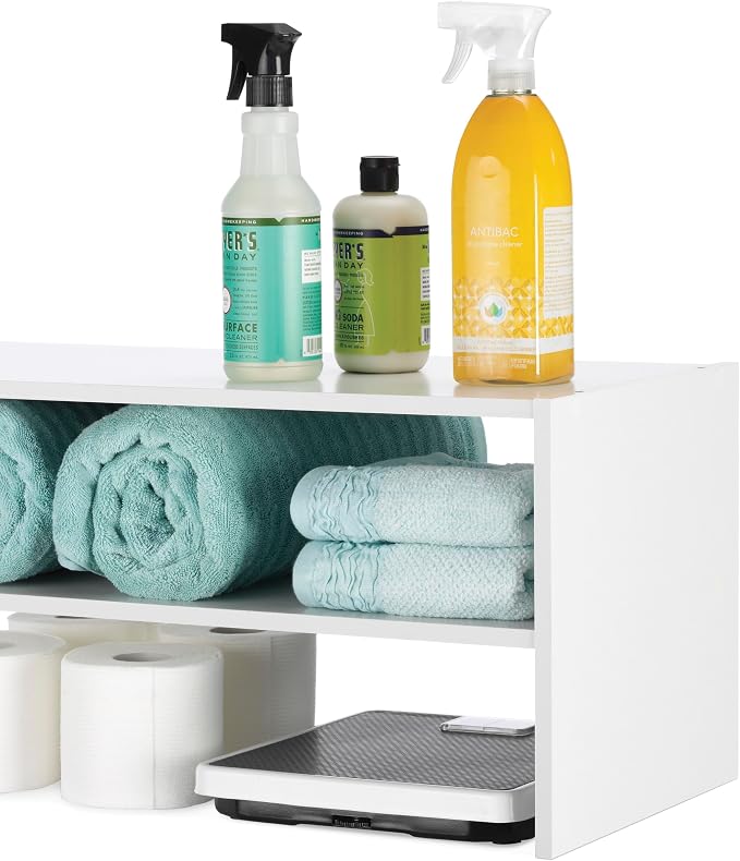 Whitmor Stackable 31" Extra Wide 2-Shelf Storage Organizer, White，2 Pack
