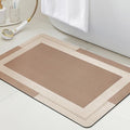 ACCUMTEK Non Slip Bath Mat, Thin Bathroom Rugs Fit Under Door, Quick Dry Bath Mats, Machine Washable Bath Rugs for Bathroom, Bathtub & Kitchen, Bathtub, Light Brown/Bordered/32 x20
