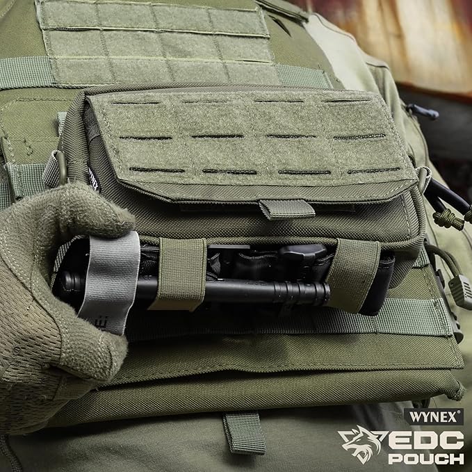 WYNEX Tactical Molle Admin Pouch,Tactical EDC Bag Utility Laser Cut EDC Tool Pouch Bag Annexes with American Flag