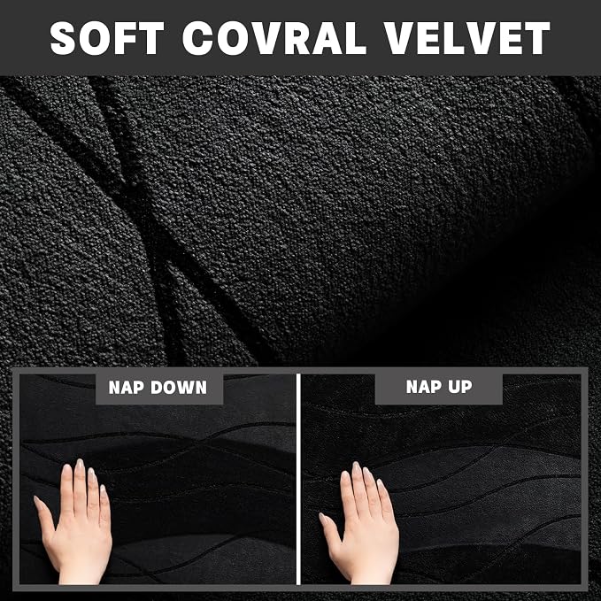 YIHOUSE Memory Foam Bathroom Rug Sets, Black, 17"x24"+20"x32", 2 Piece | Ultra Soft, Absorbent, Non-Slip, Machine Washable